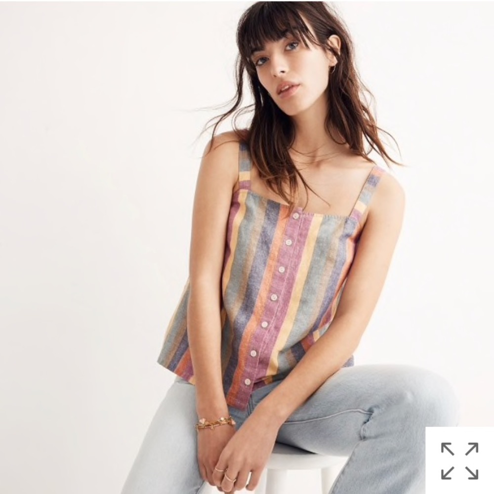 Madewell rainbow stripe button-front tank top